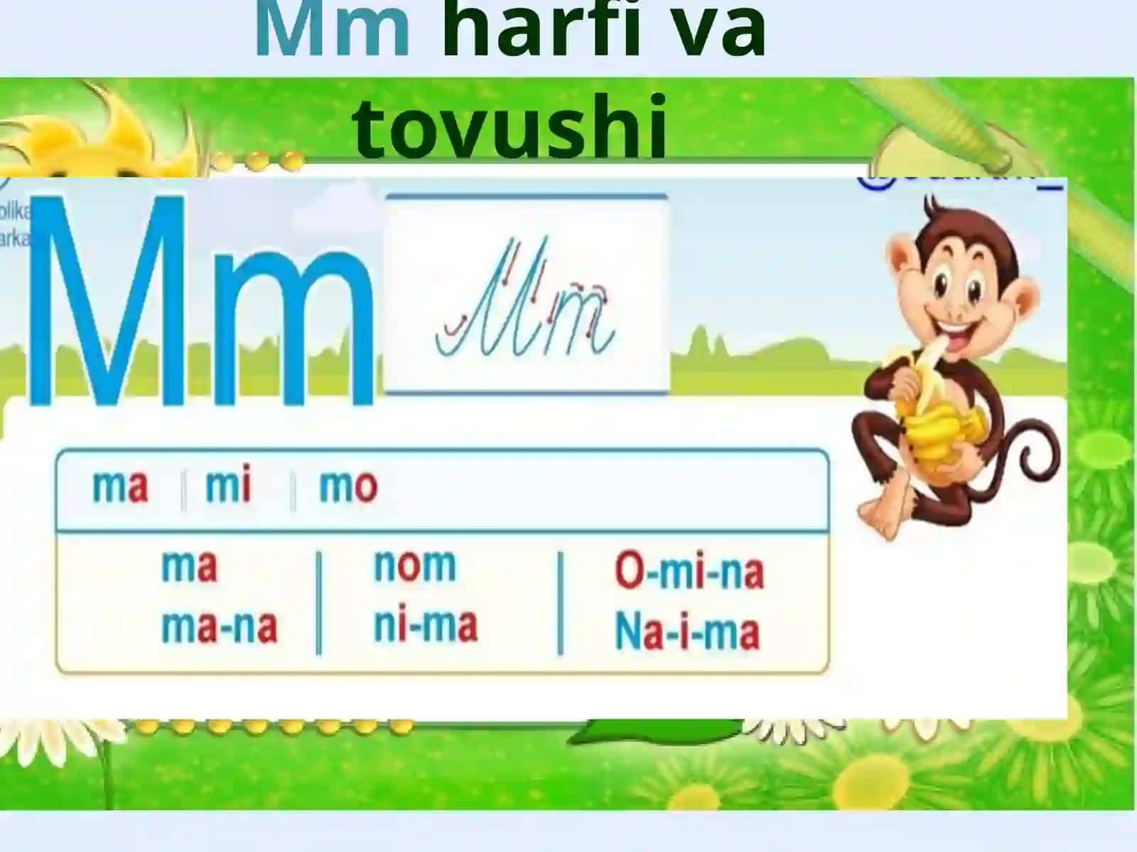 “Mm tovushi va Mm harfi ” mavzusi asosida dars taqdimoti 2