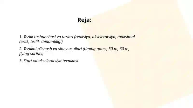 Tezlik va uni rivojlantirish yo'llari 2