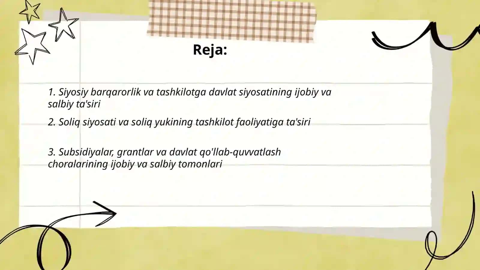 PEST tahlili. Tashkilotga davlat siyosatining ijobiy va salbiy ta’sirlari 2