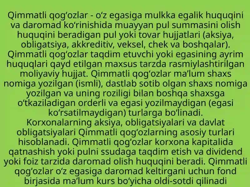 Qimmatli qogʻozlar 2