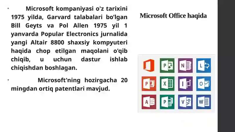 Microsoft Office dasturlari 2