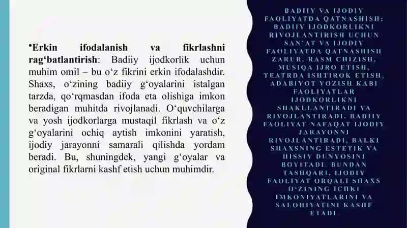 Badiiyijodkorlik sifatlarini rivojlantirishning samarali yo’llari 2