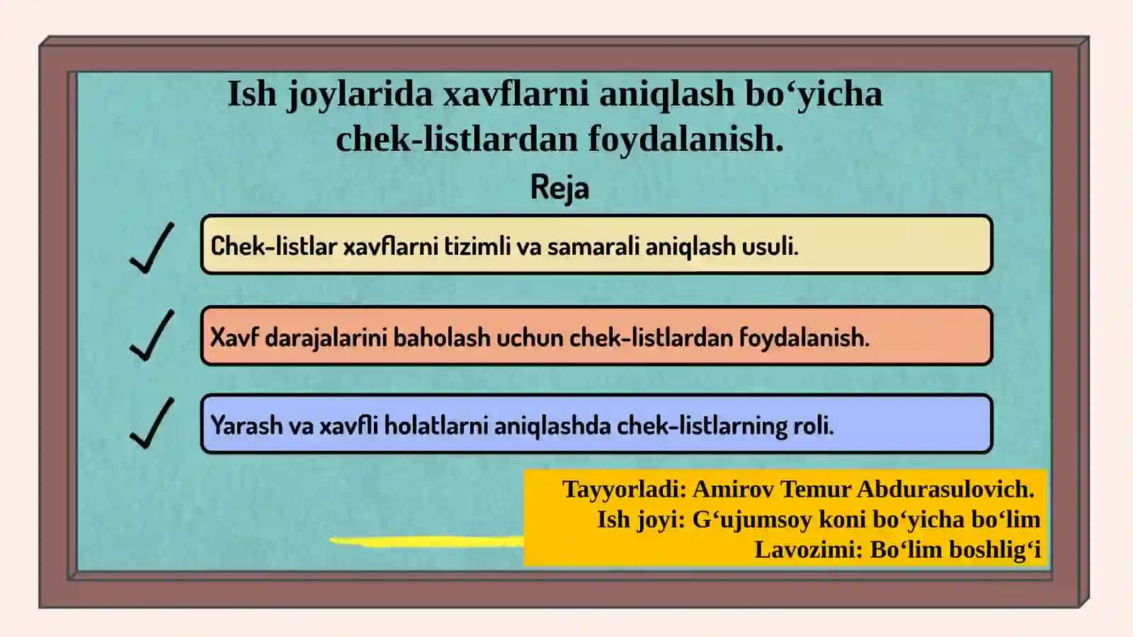 Chek-listlar xavflarni aniqlash usuli 2