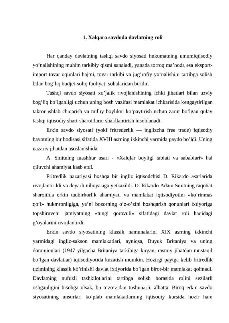 O‘zbekistonda tashqi iqtisodiy faoliyatning davlat tomonidan tartibga solinishi 2