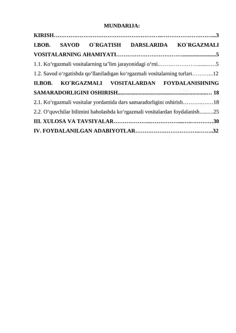 Savod o‘rgatish darslarida ko‘rgazmali vositalardan foydalanish mavzusidagi 2