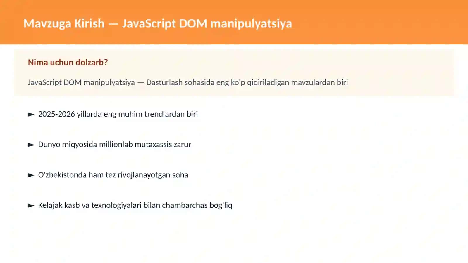 JavaScript DOM manipulyatsiya 2