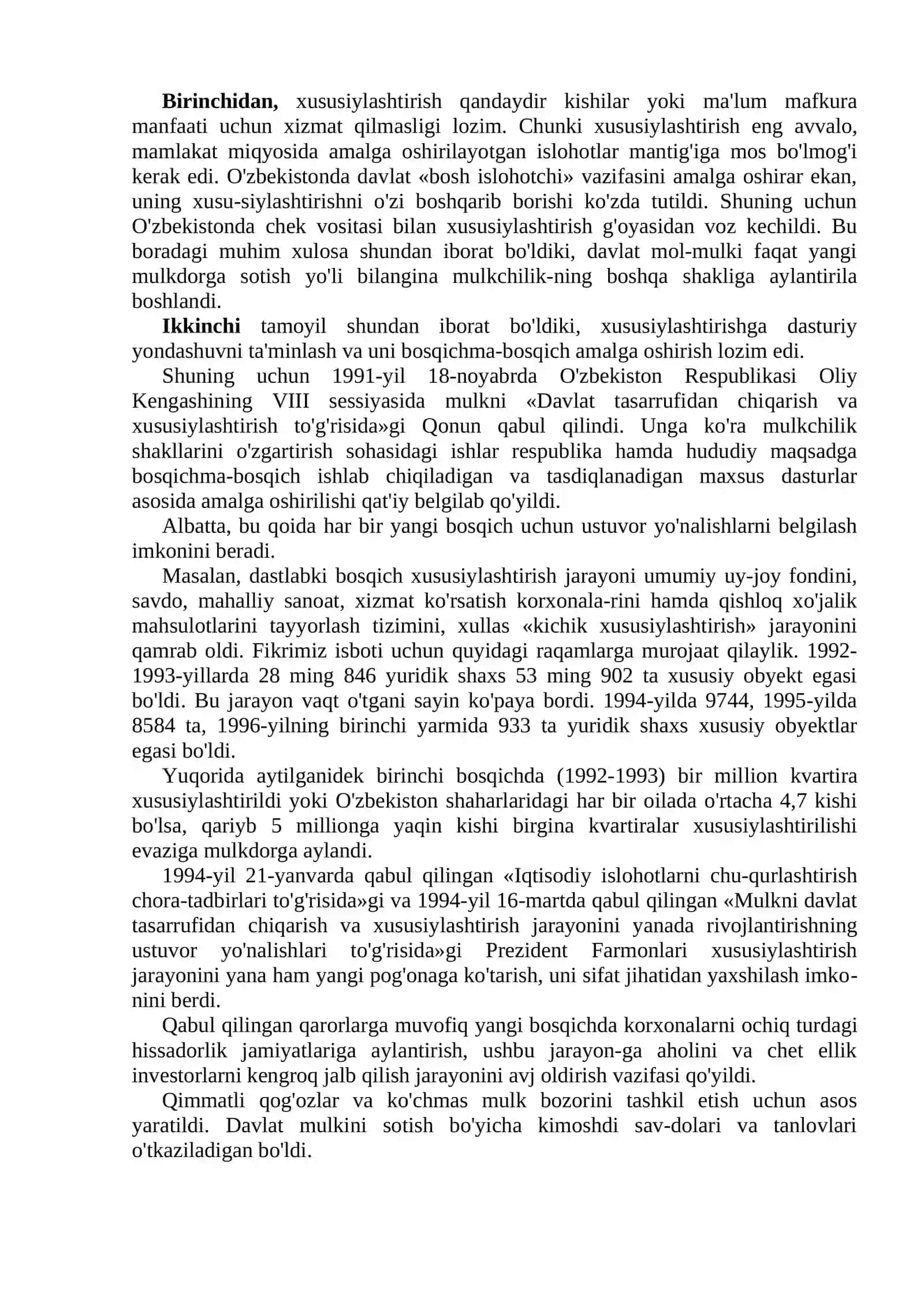 IQTISODIY ISLOHOTLAR, XUSUSIY MULKCHILIKNING SHAKLLANISHI 2