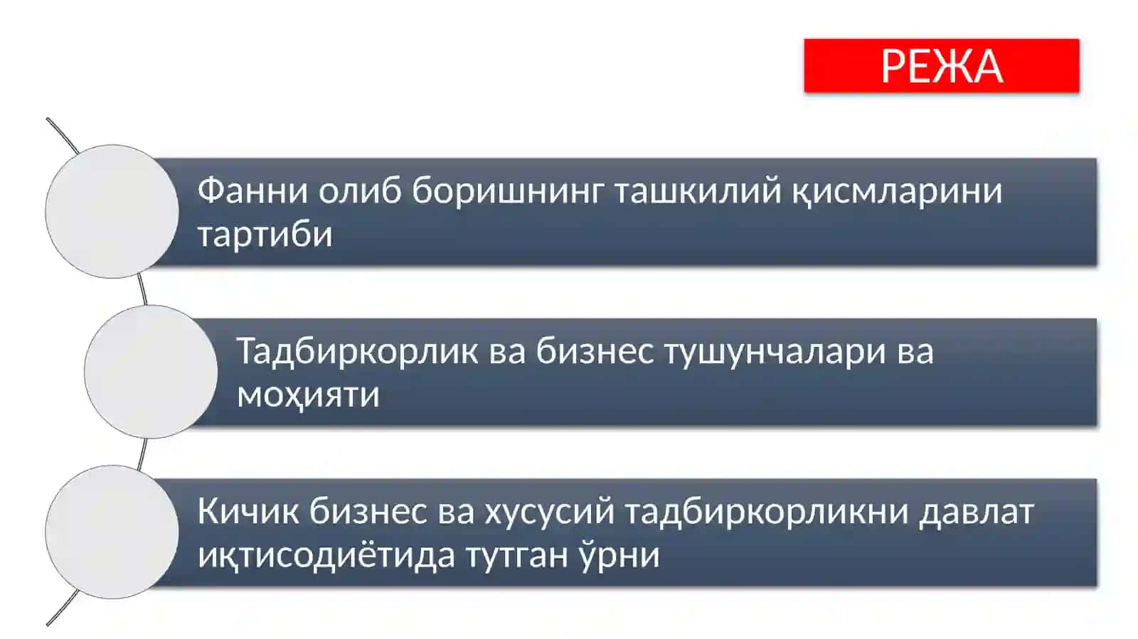 ТАДБИРКОРЛИК ВА БИЗНЕС ТУШУНЧАСИ, АМАЛИЙ МОҲИЯТИ ВА ДАВЛАТ ИҚТИСОДИЁТИДА ТУТГАН ЎРНИ/БИЗНЕС ВА ТАДБИРКОРЛИК АСОСЛАРИ 2