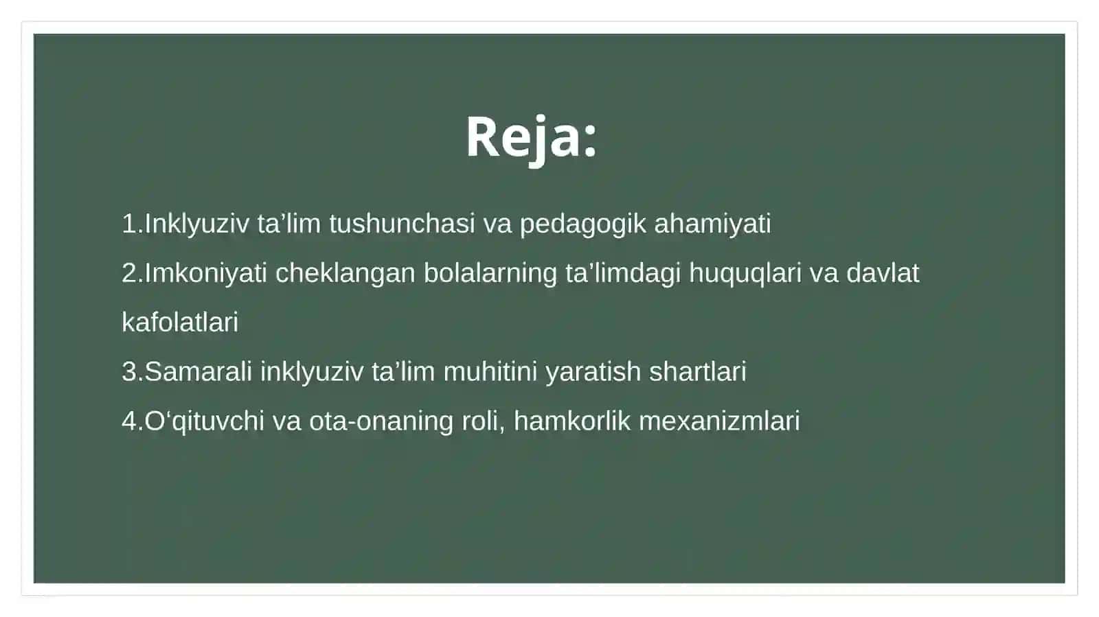 Umumta’limtashkilotlarida alohida yordamga muhtoj bolalar uchun inklyuziv ta’limni amalga oshirish istiqbollari va muammolari 2