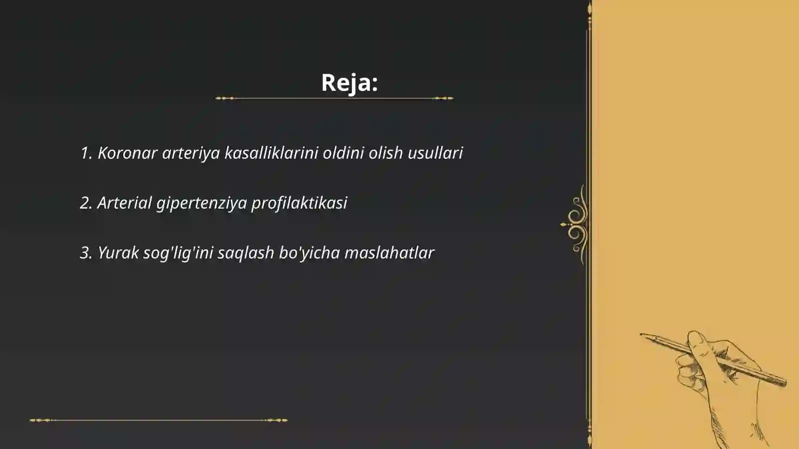 Koronar arteriya kasalliklari gipertenziya boʻyicha guruhli profilaktik tibbiy maslahatlar berish metodikasi 2