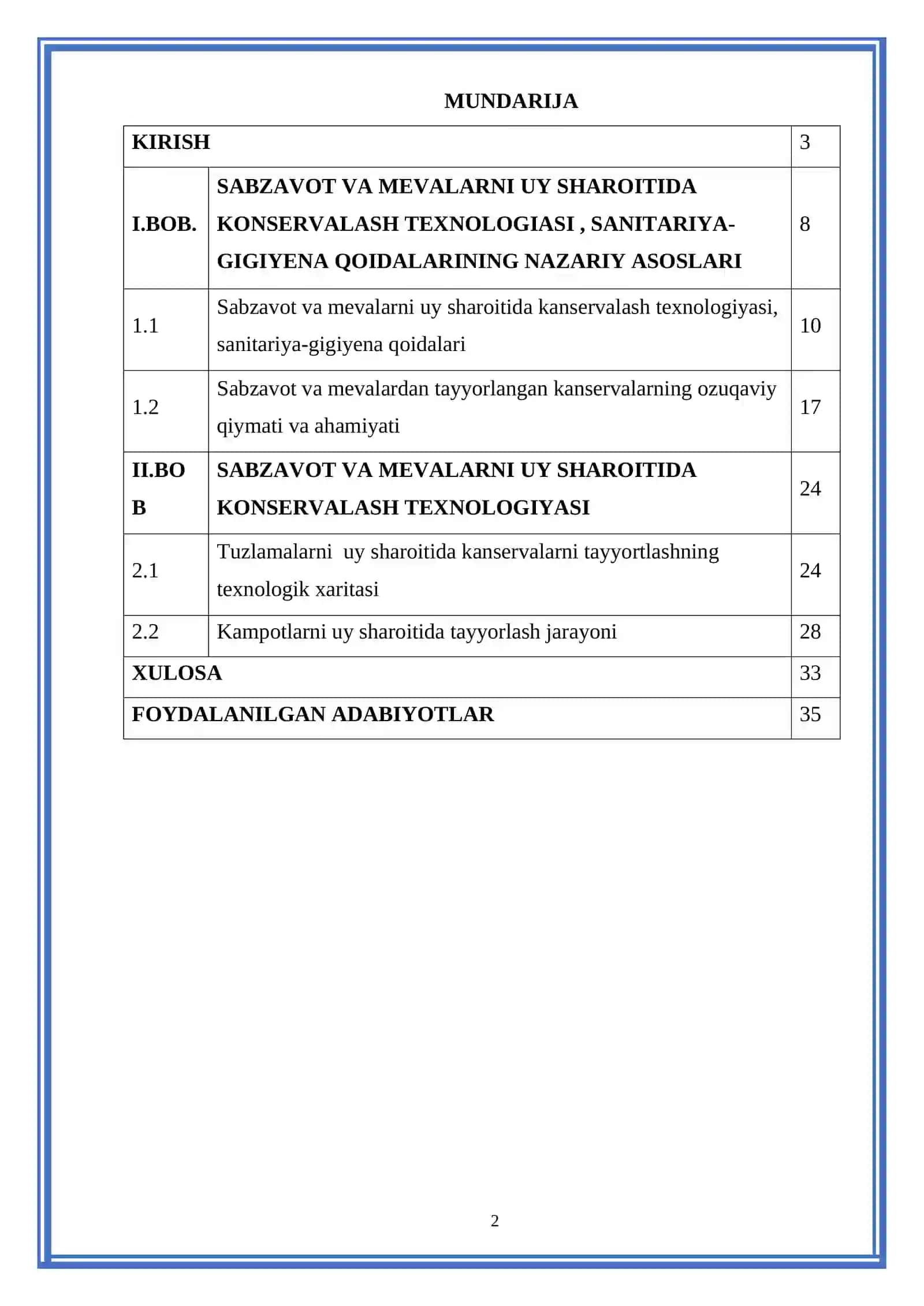Mahsulot Tayyorlash Texnologiyasi Kurs Ishi 2