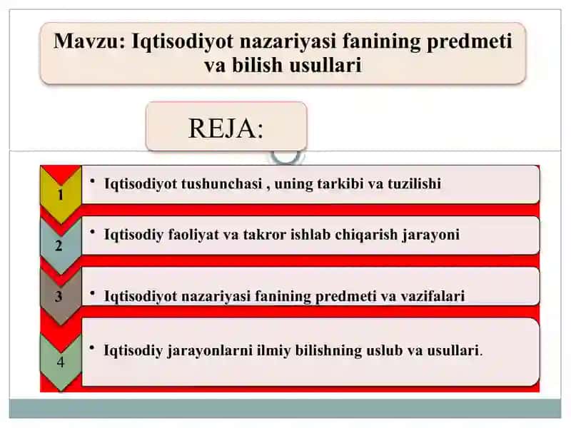 IQTISODIYOT NAZARIYASI FANINING PREDMETI VA BILISH USULLARI 2