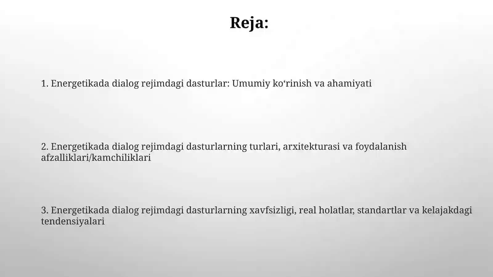 Energetikada dialog rejimdagi dasturlar: Umumiy koʻrinish va ahamiyati 2