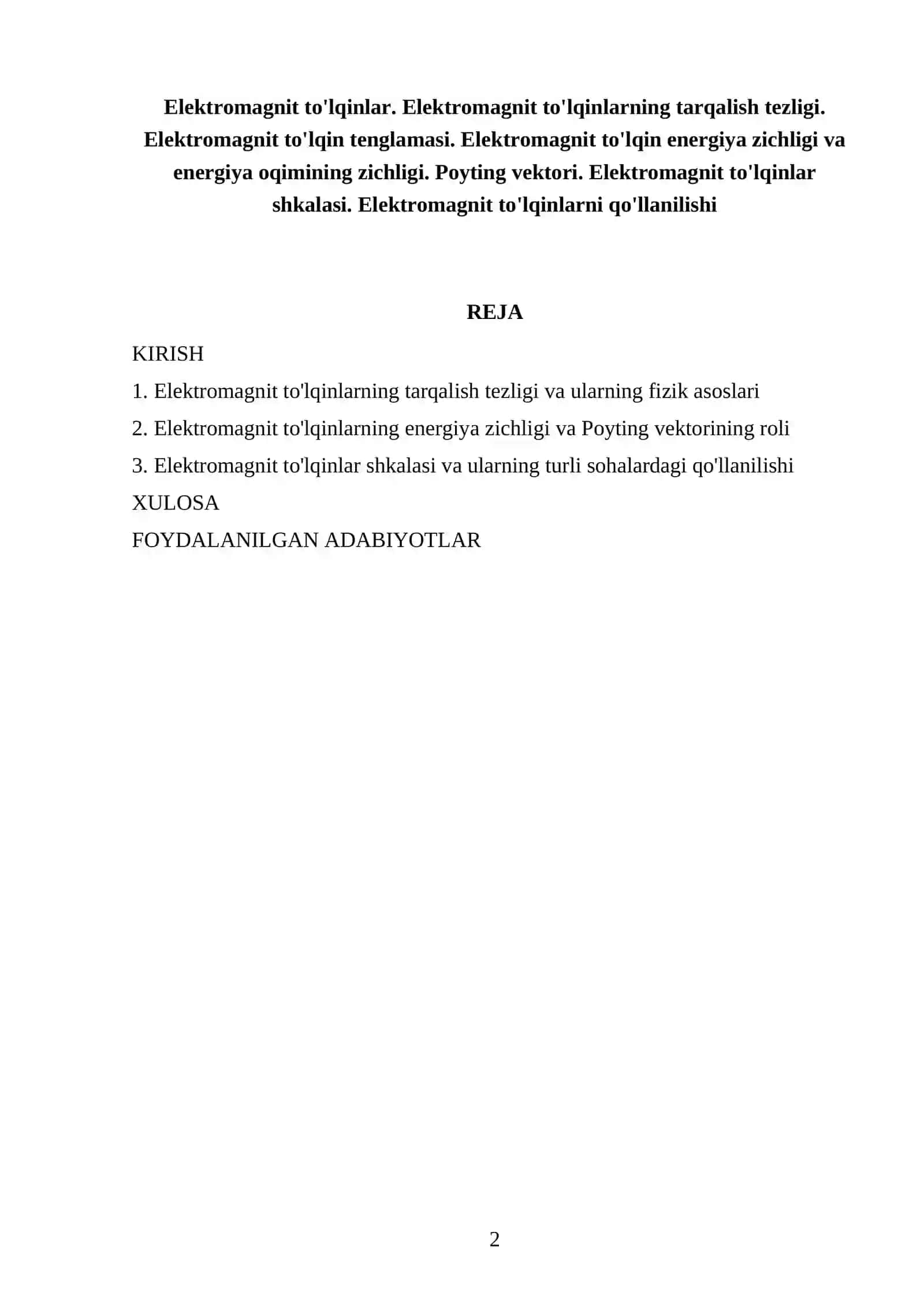 Elektromagnit to'lqinlar 2