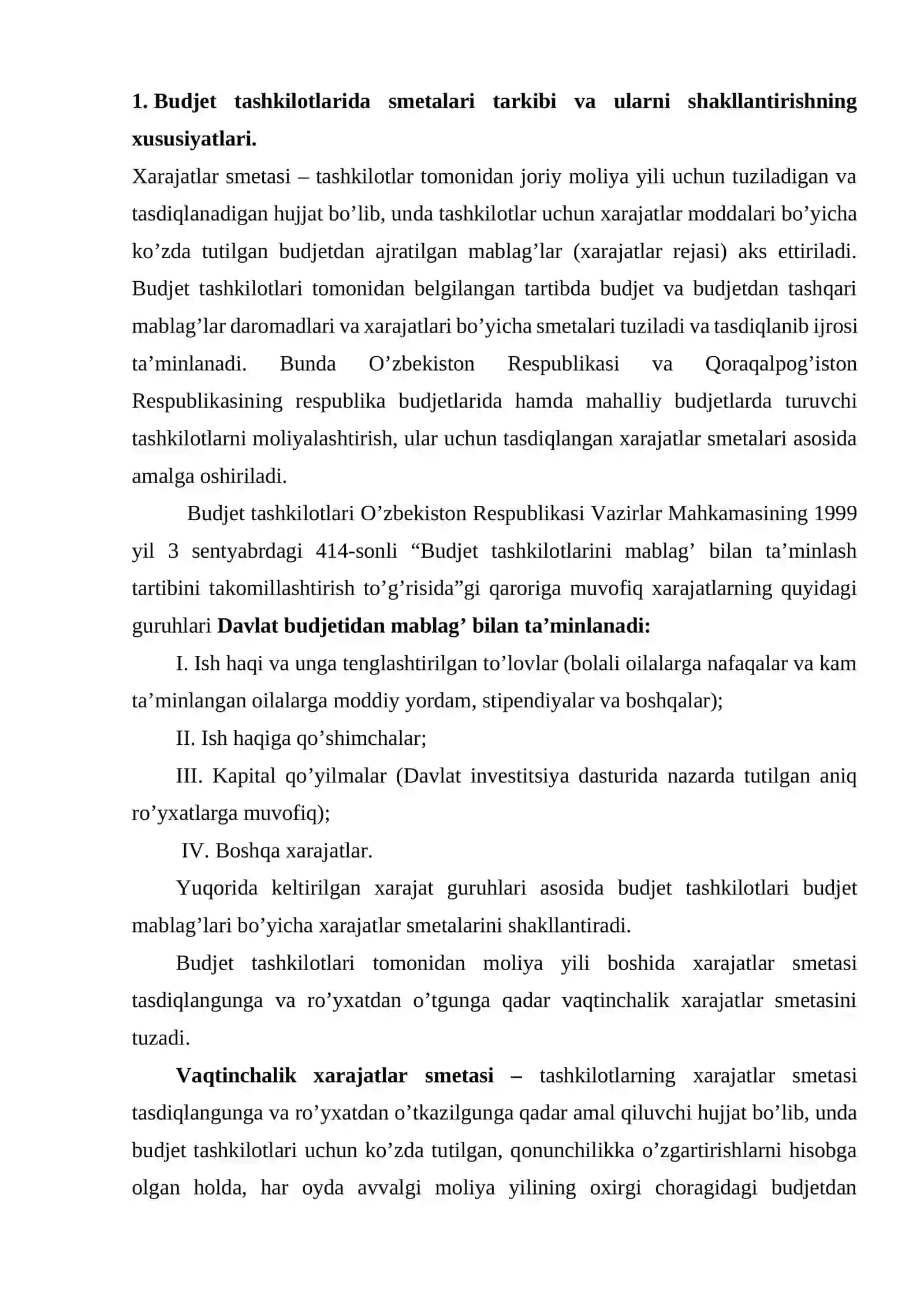 Byudjet tuzilishi va byudjet tizimi amal qilishning qonuniy huquqiy asoslari 2