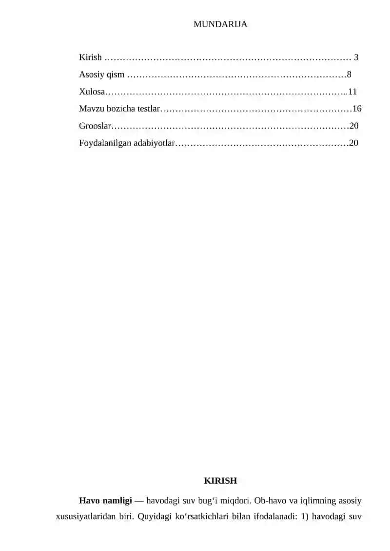 Oddiy insonning “TIBBIY VA BIOLOGIK FIZIKA” fanidan “Avgust va Assman psixrometrlarida namlikni aniqlash.” 2