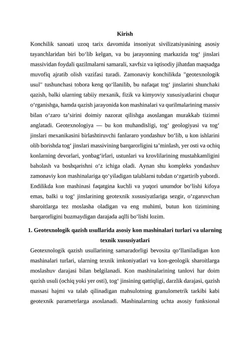 Geotexnologik usulda qazish konlarida Kon mashinalari 2