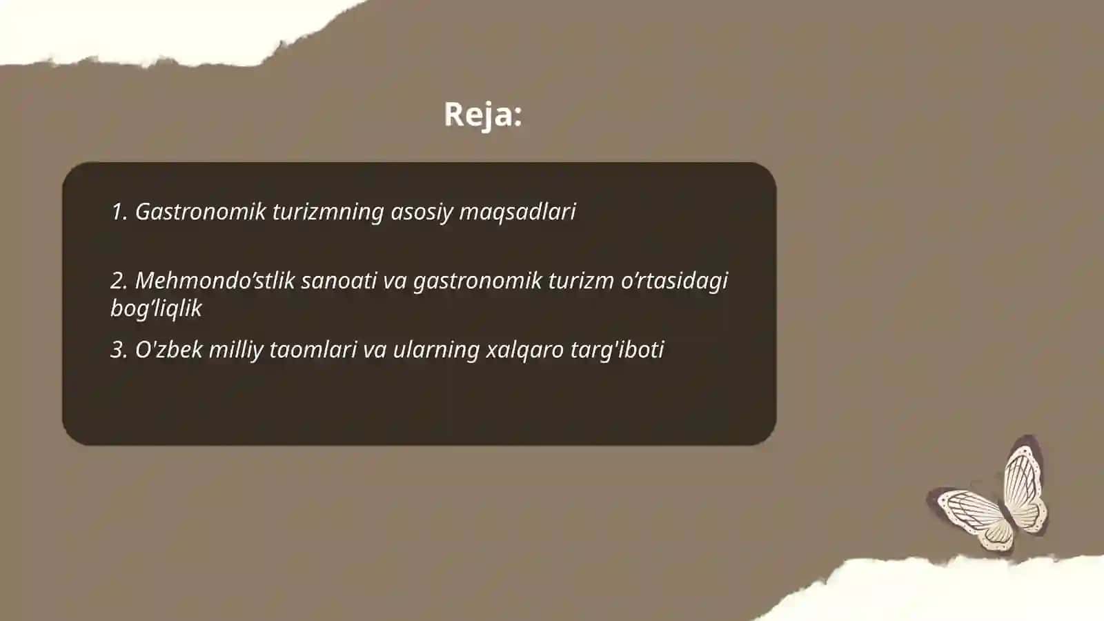 MEHMONDO’STLIK INDUSTRIYASINI RIVOJLANTIRISHDA GASTRONOMIK TURIZMNING TUTGAN O'RNI 2