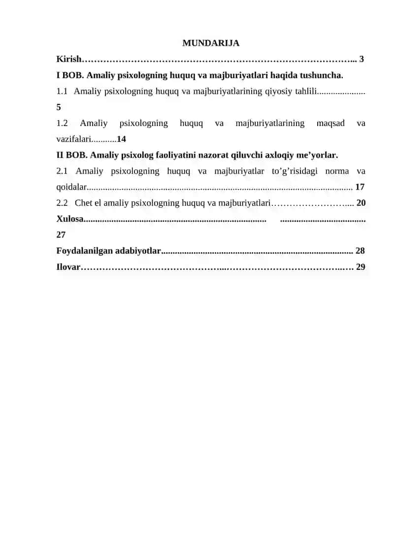 Amaliy Psixologning Huquq va Majburiyatlari 2