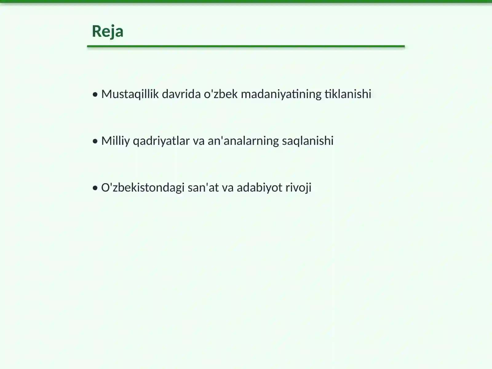 O'zbek madaniyatining tiklanishi 2