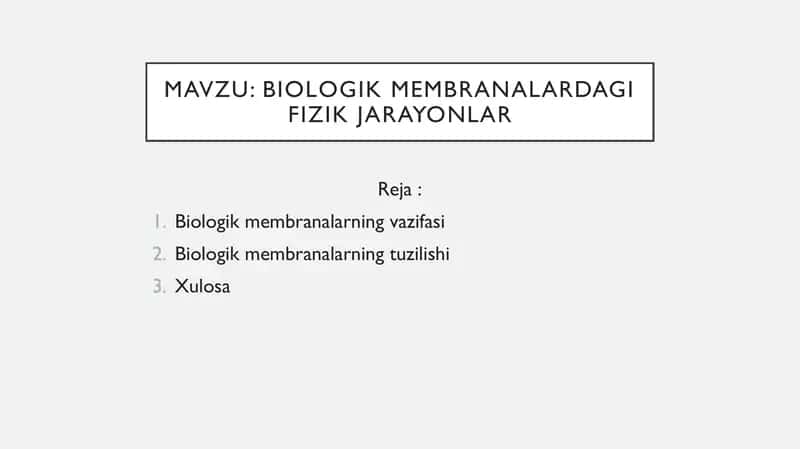 Biologik membranalarning vazifasi 2