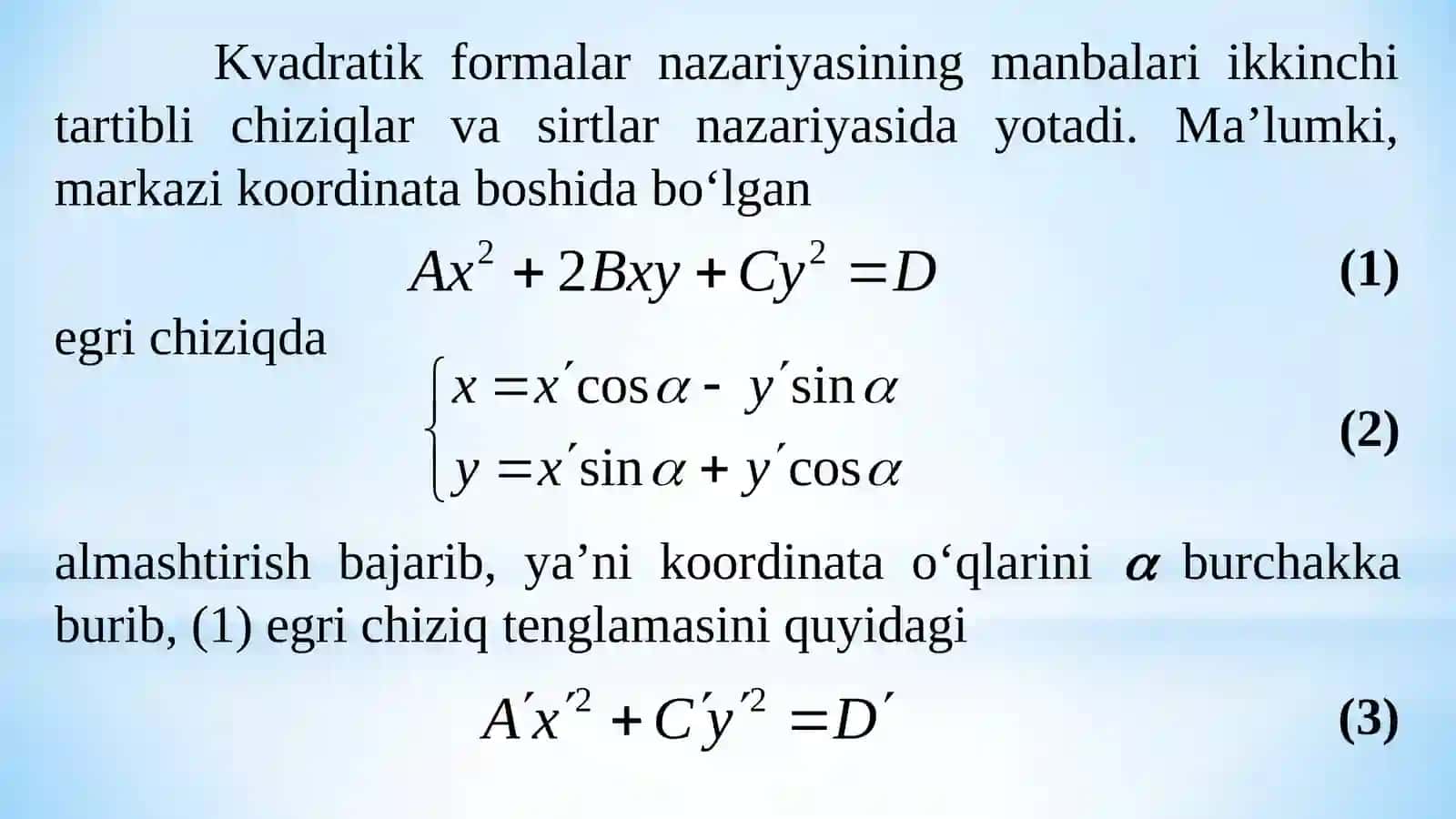 Kvadratik formalarga ko'nikalar 2