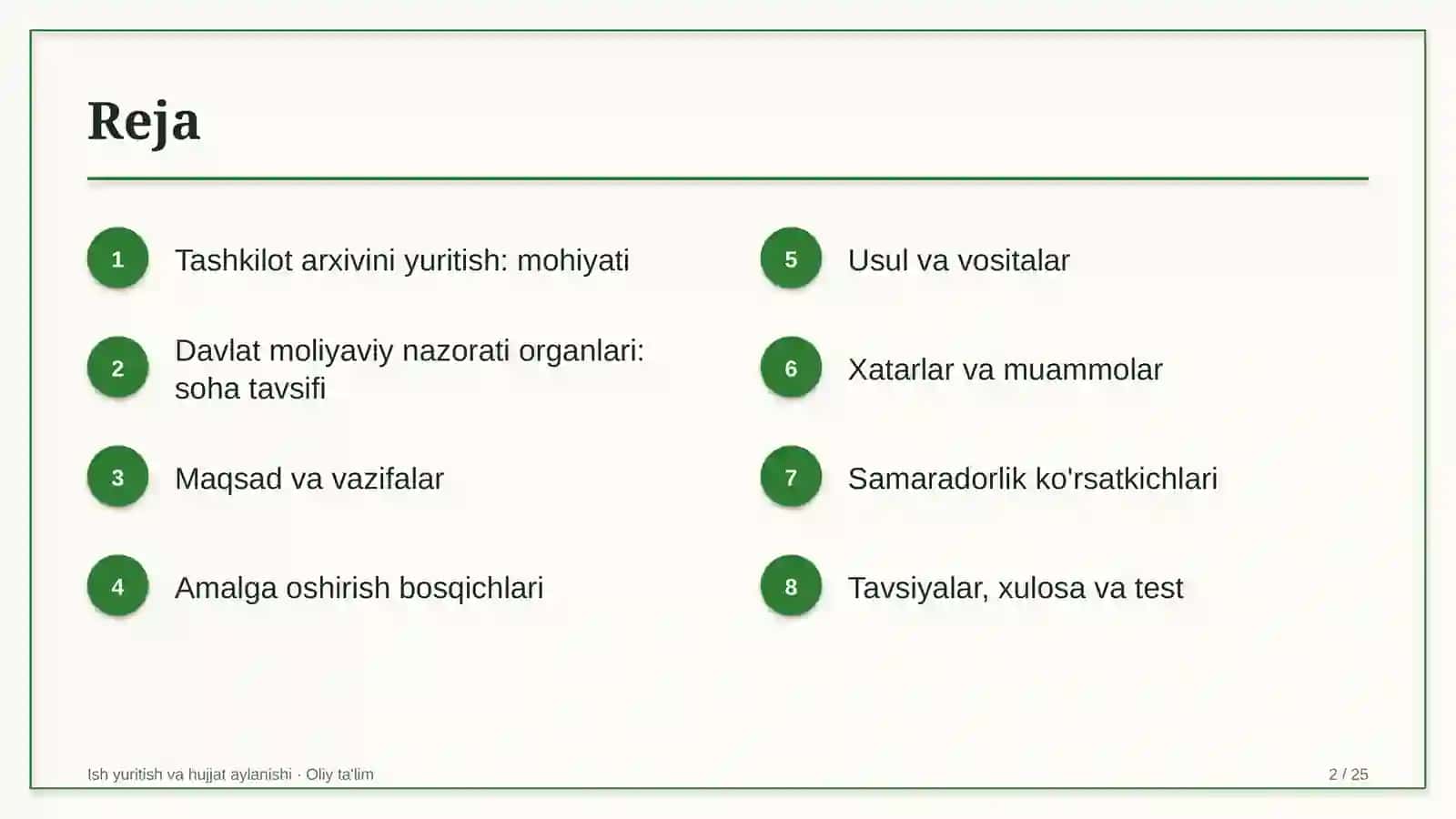 Davlat moliyaviy nazorati organlarida tashkilot arxivini yuritish 2