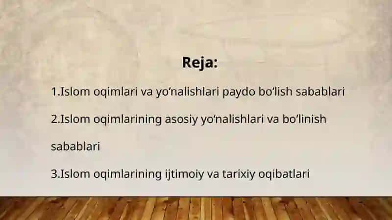 Islom oqimlari va yo‘nalishlarining paydo bo‘lish sabablari, bo‘linish sabablari va oqibatlari 2