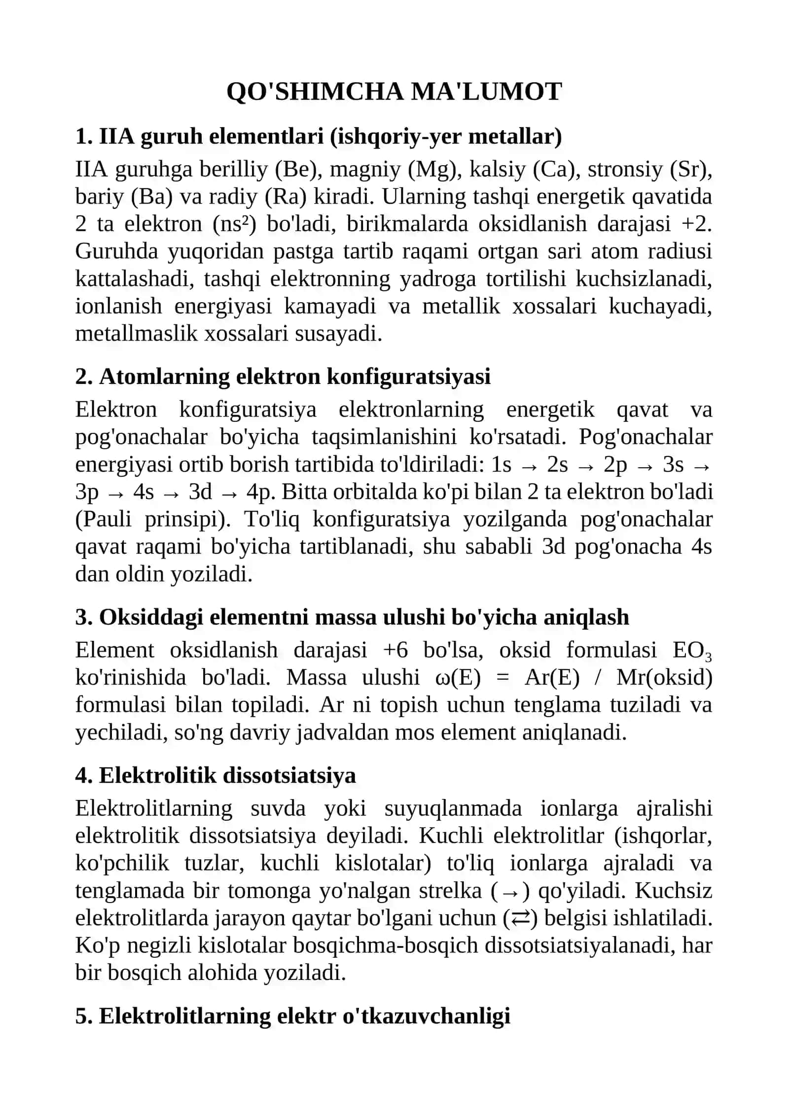 9-SINF KIMYO FANIDAN I CHORAK BSB-1 JAVOBLAR 2026-2027 o'quv yili 2