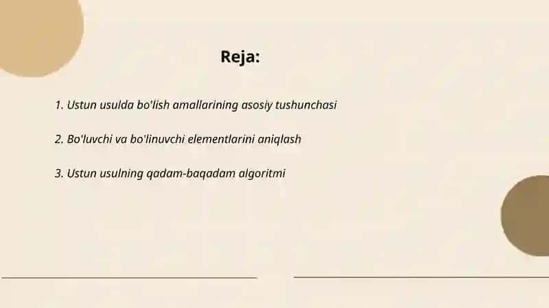 Ustun usulda bo'lish amallarini tushuntirish 2