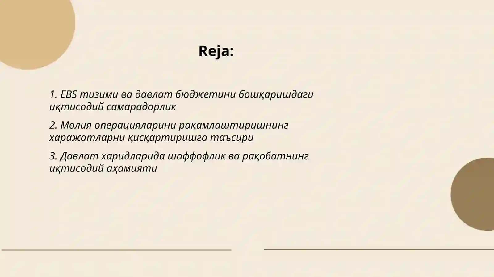 EBS тизимининг иқтисодий моҳияти 2