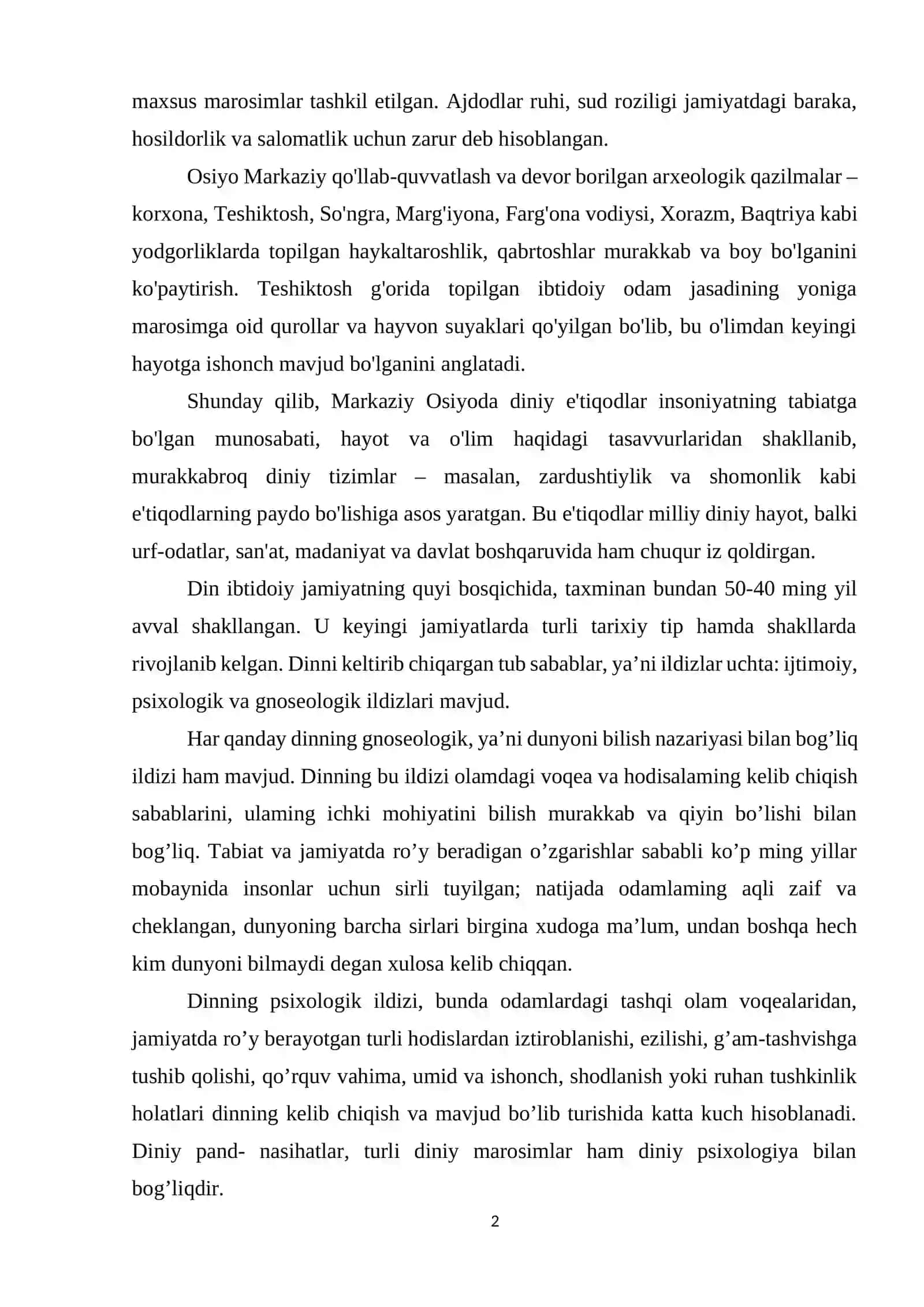 Qadimgi diniy qarashlar, udumlar va anʼanalar 2