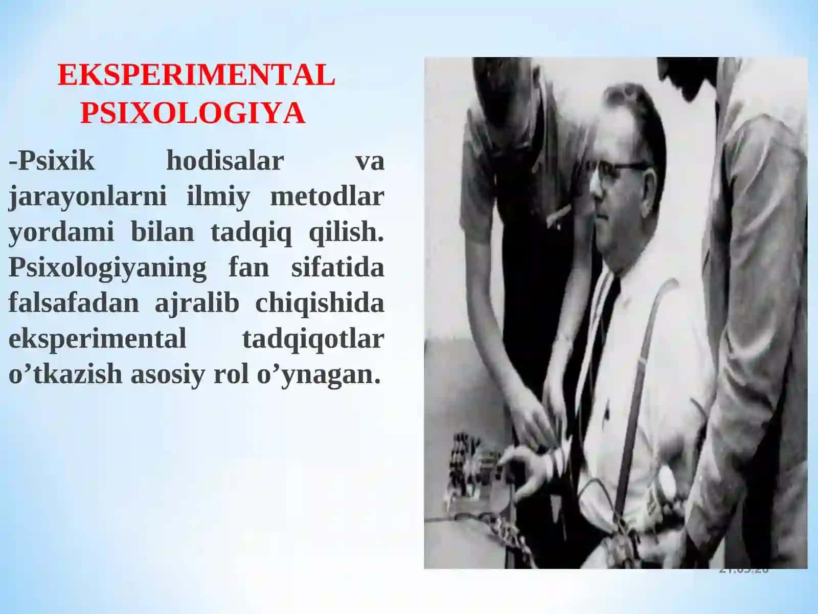 Eksperimental psixologiyaning hozirgi davrdagi holati. 2