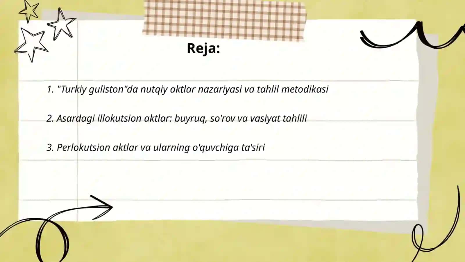 Turkiy guliston yoxud axloq asar tilida nutqiy akt tahlili 2