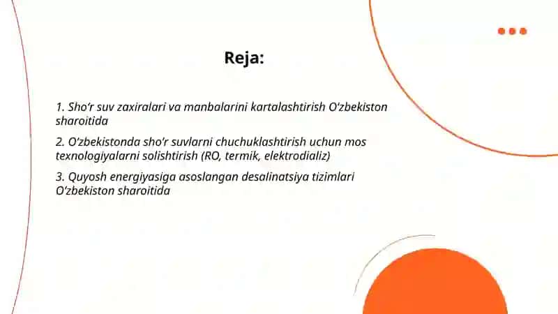 Oʻzbekiston sharoitida shoʻr suvlarni chuchuklashtirish gʻoyasini ishlab chiqish 2