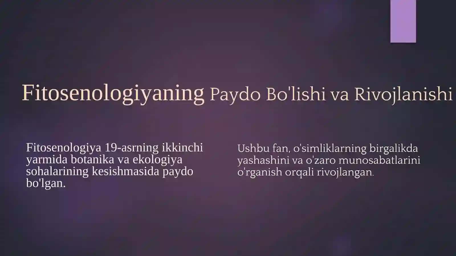 Fitosenologiyafanining rivojlanishi tarixi 2