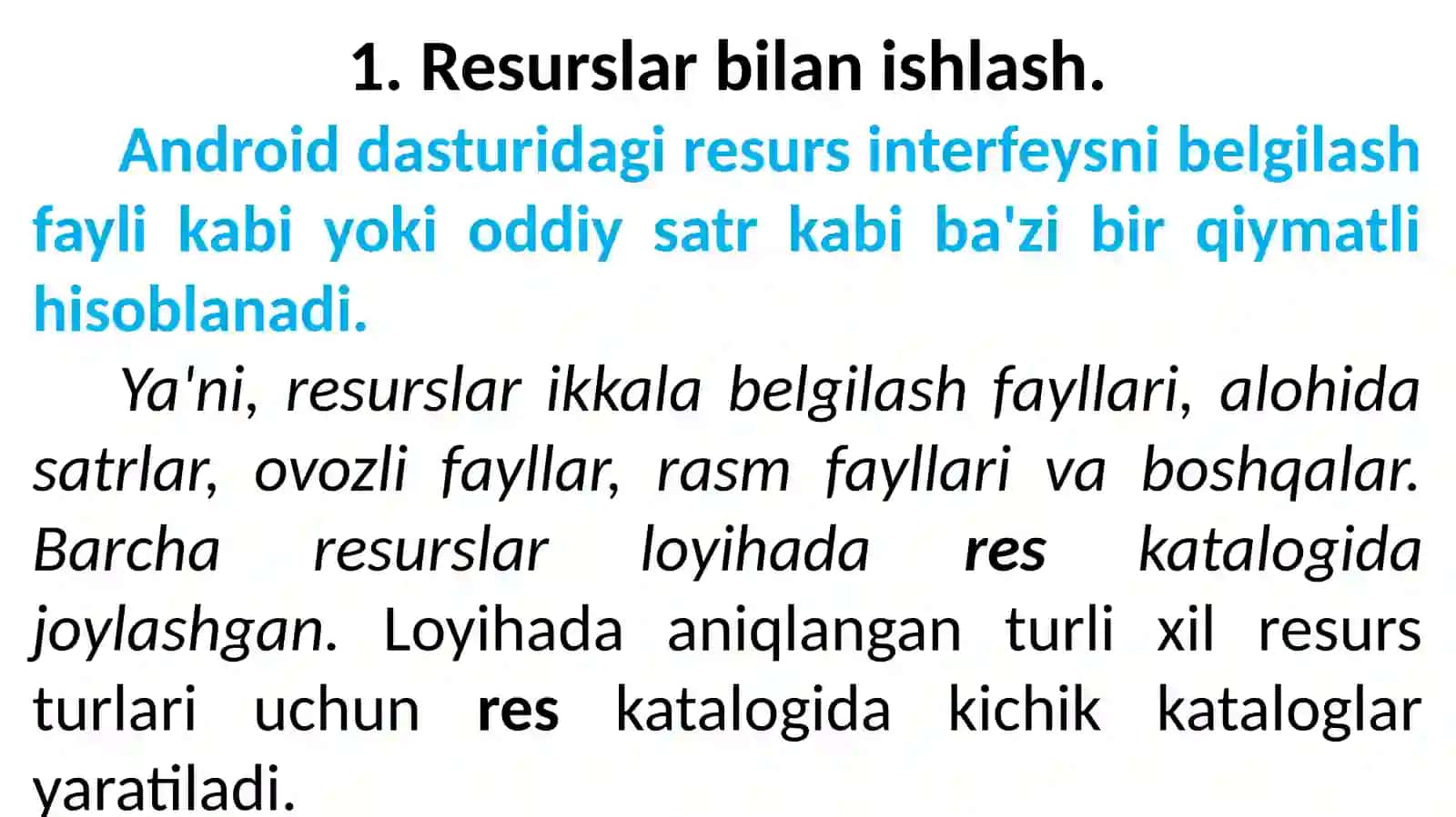 Android dasturidagi resurs interfeysni belgilash 2