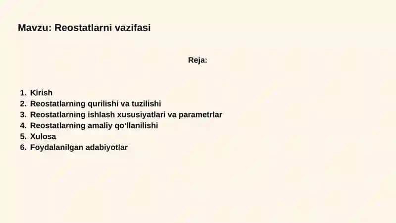 Reostatlarni vazifasi 2