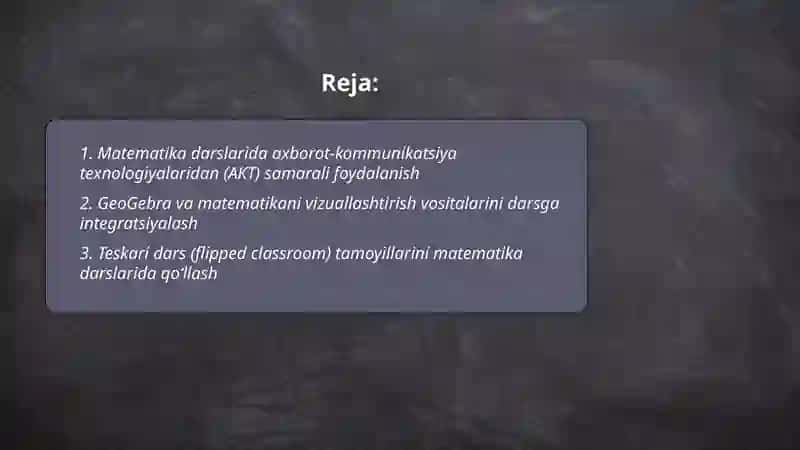 Matematika darsini tashkil etishda innovatsiyadan foydalanish 2