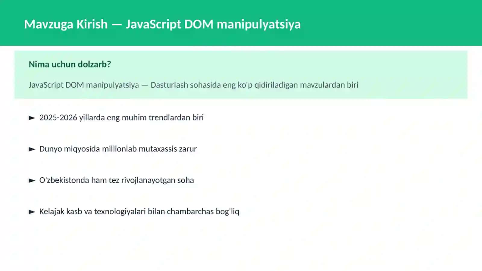 JavaScript DOM manipulyatsiya 2
