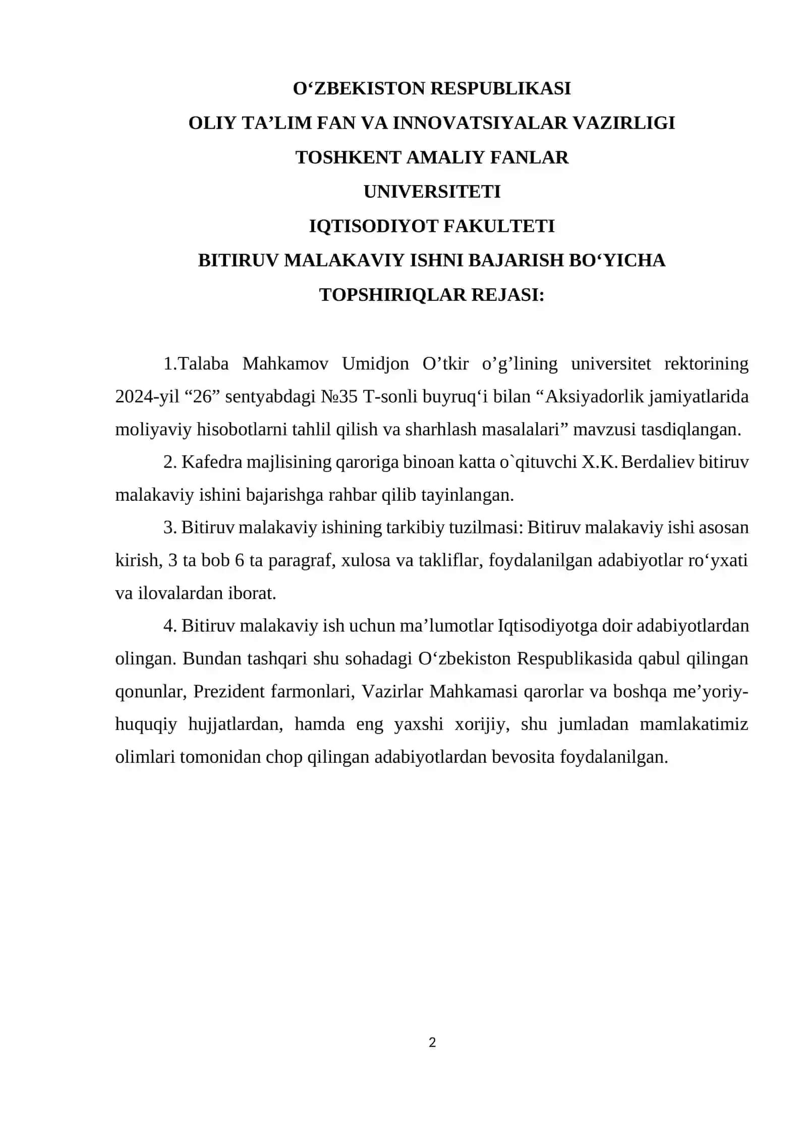 Aksiyadorlik jamiyatlarida moliyaviy hisobotlarni tahlil qilish va sharhlash masalalari 2