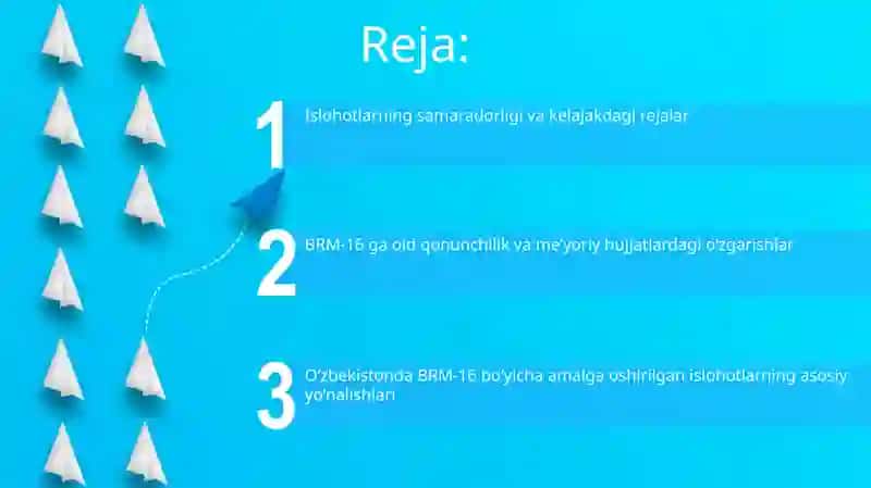 BRM 16 boʻyicha O'zbekistonda amalga oshirilgan islohotlar 2