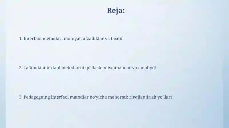 Interfaol metodlar va ularni qoʻllash mahorati 2