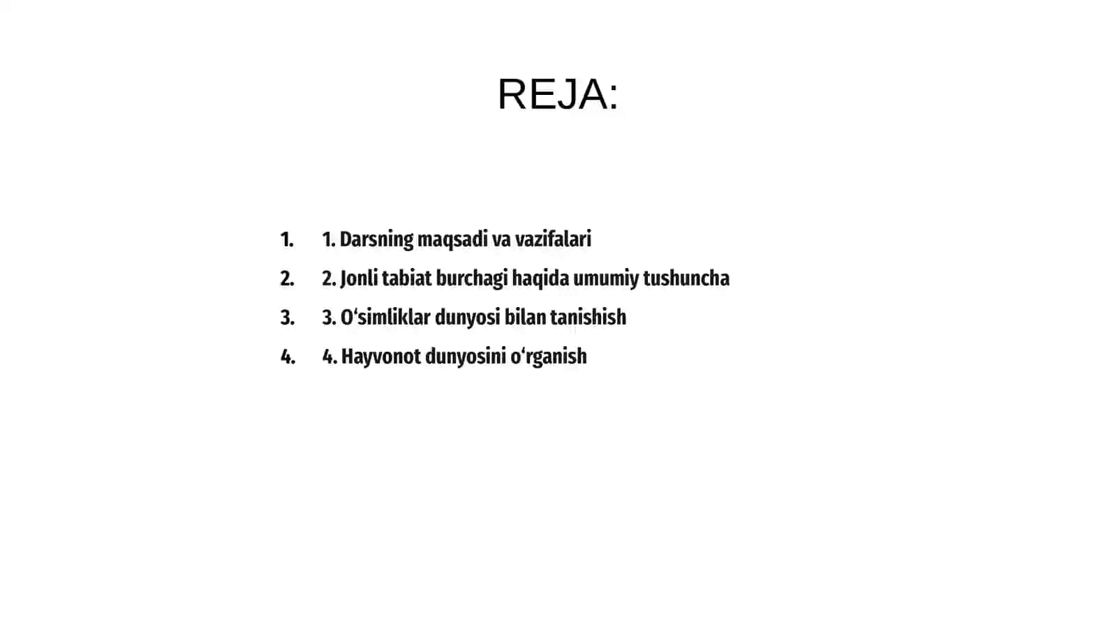 Jonli tabiat burchagida dars 2