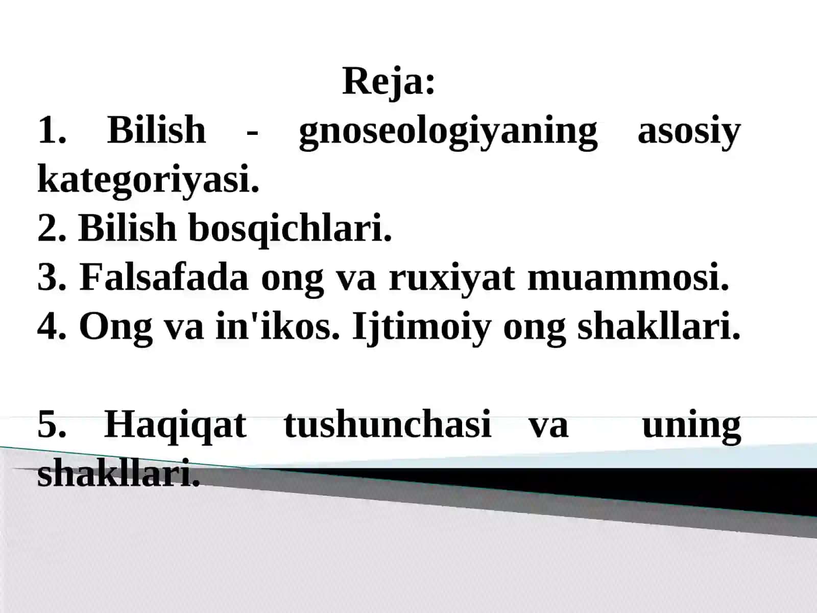 BILISH NAZARIYASI 2