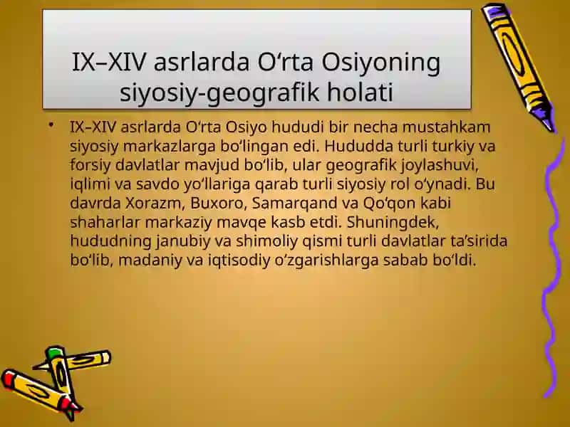 IX–XIV asrlar O‘rta Osiyo tarixiy geografiyasi 2