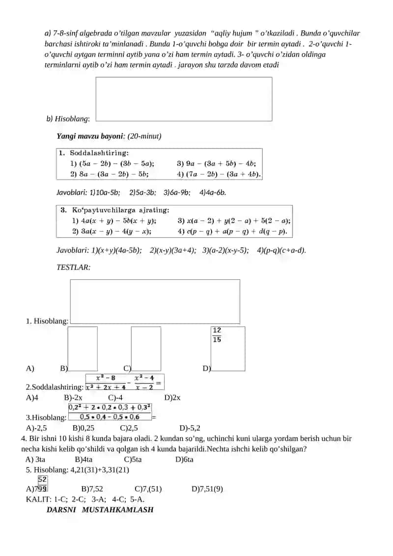 9-sinf algebra dars ishlanmalari 2