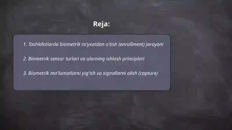 Biometrik Identifikatsiya va Autentifikatsiya Tizimi Ishlash Prinsipi 2
