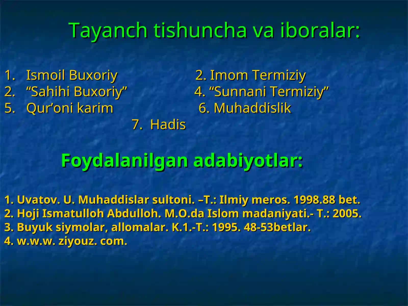 O’rta Osiyo allomalarining muhaddislik ilmiga qo’shgan hissasi 2