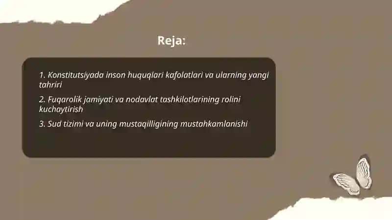Yangi O‘zbekistonda inson haq-huquqlari va erkinliklari kafolatining yaratilishi 2